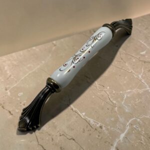 Sembol antik sarı eskitme dolap kulpu porselen metal kulp